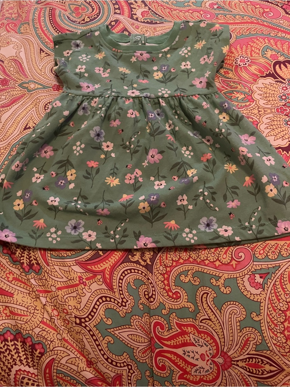 Garanimals Green Floral Casual Dress with Pastel Blooms